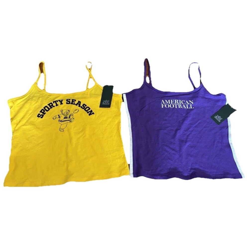 Brandy Melville Women’s S Graphic Strap Camisole Tanks Sports Yellow/Purple 2pk
